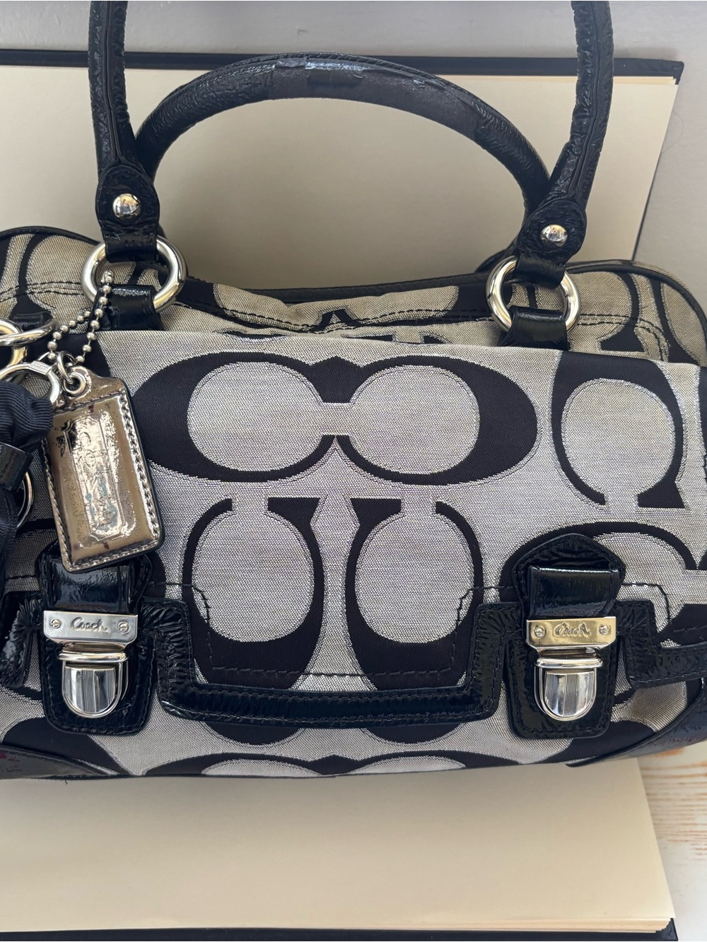 coach poppy signature push lock satchel purse - Picture 2 of 6